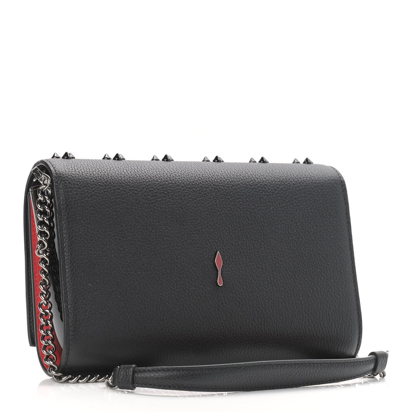 Calfskin Spikes Loubinthesky Paloma Clutch Black