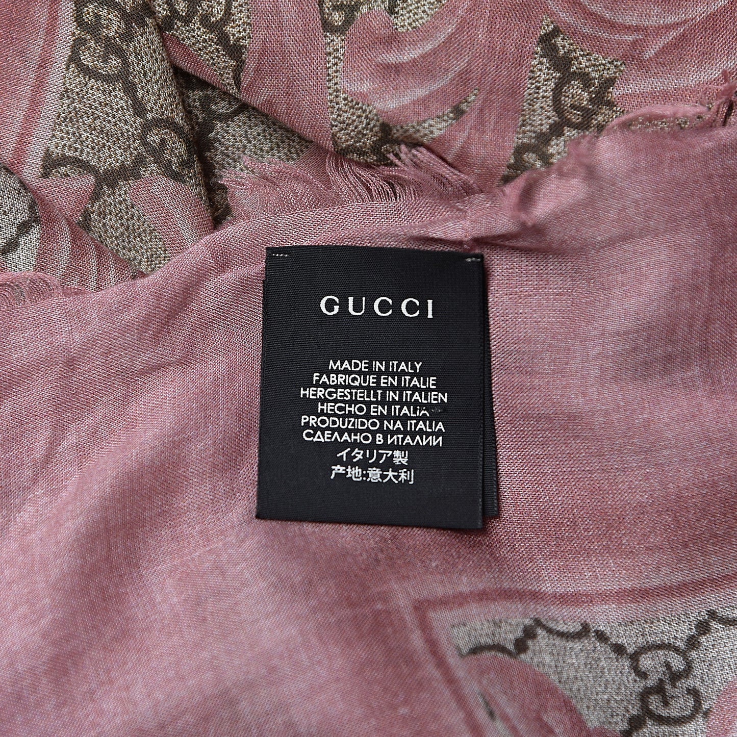 Modal Silk GG Monogram Big Arabesque Shawl Beige Pink