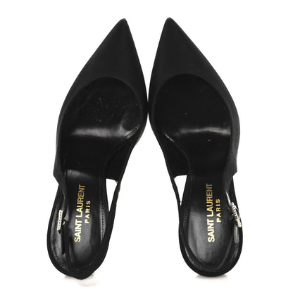 Saint Laurent Grosgrain Penelope Zoe 105 Slingback Pump 38 Black 2 of 10