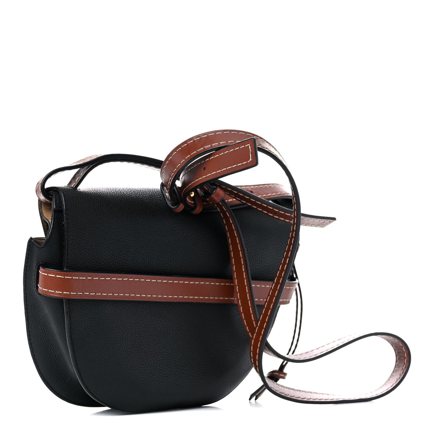 Grained Calfskin Small Gate Crossbody Bag Pecan Black