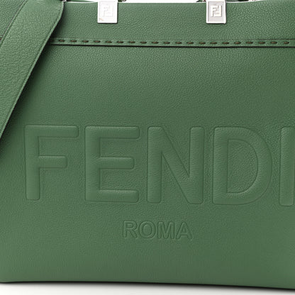Fendi Vitello Cher Plexiglass Logo Debossed Medium Fendi Sunshine Shopper Tote Verde Islanda 8 of 10