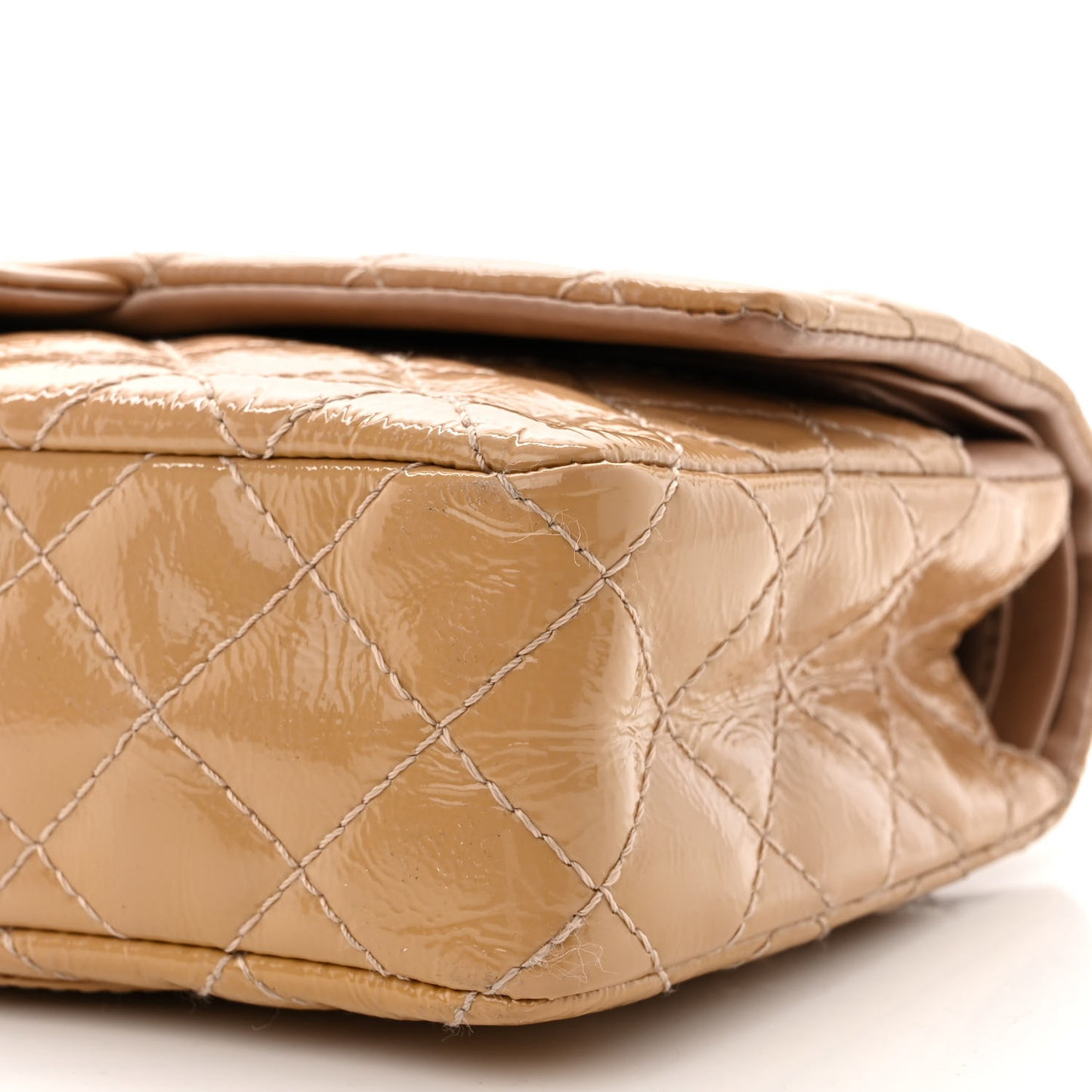 Patent Distressed Calfskin Quilted 2.55 Reissue 225 Flap Beige