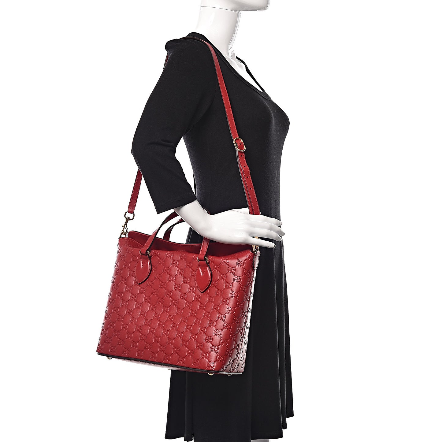 Guccissima Linea A Foldover Tote Red