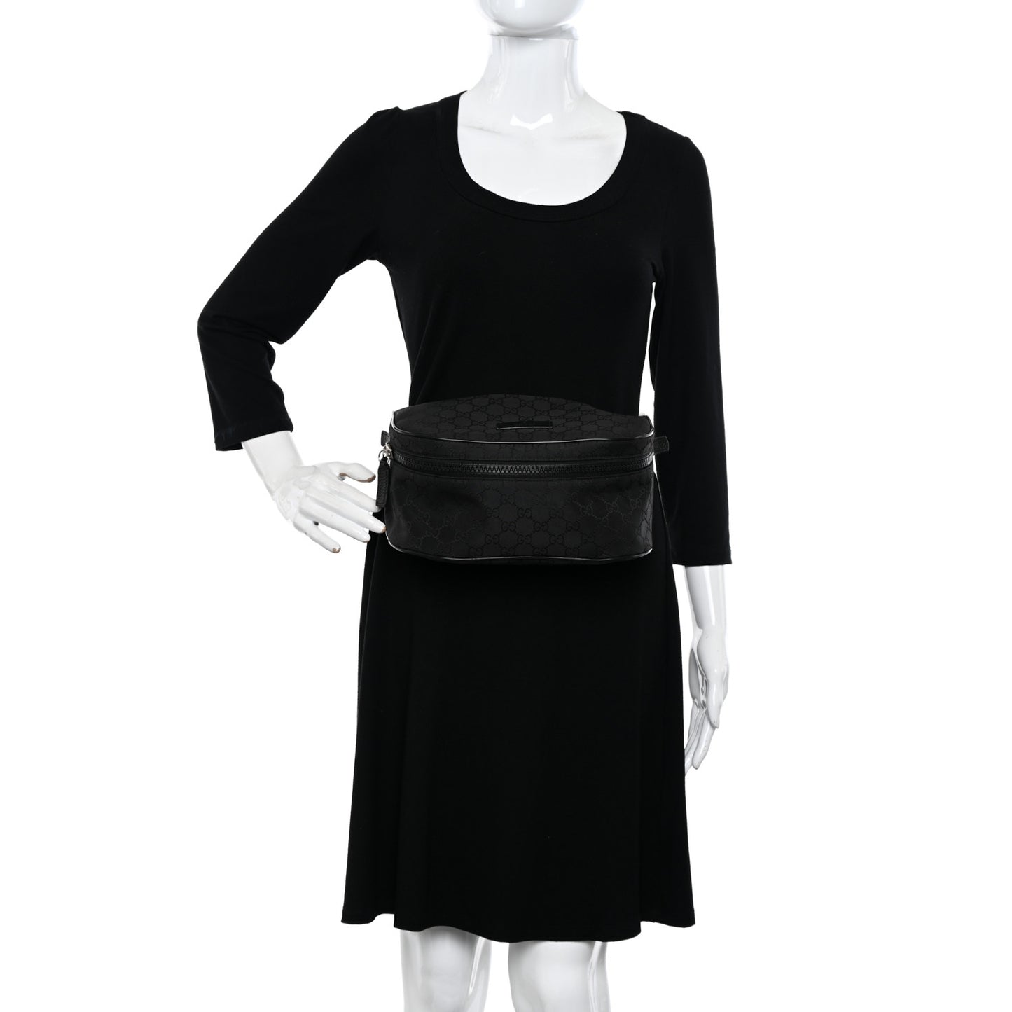 Nylon Monogram Fanny Pack Belt Bag Black