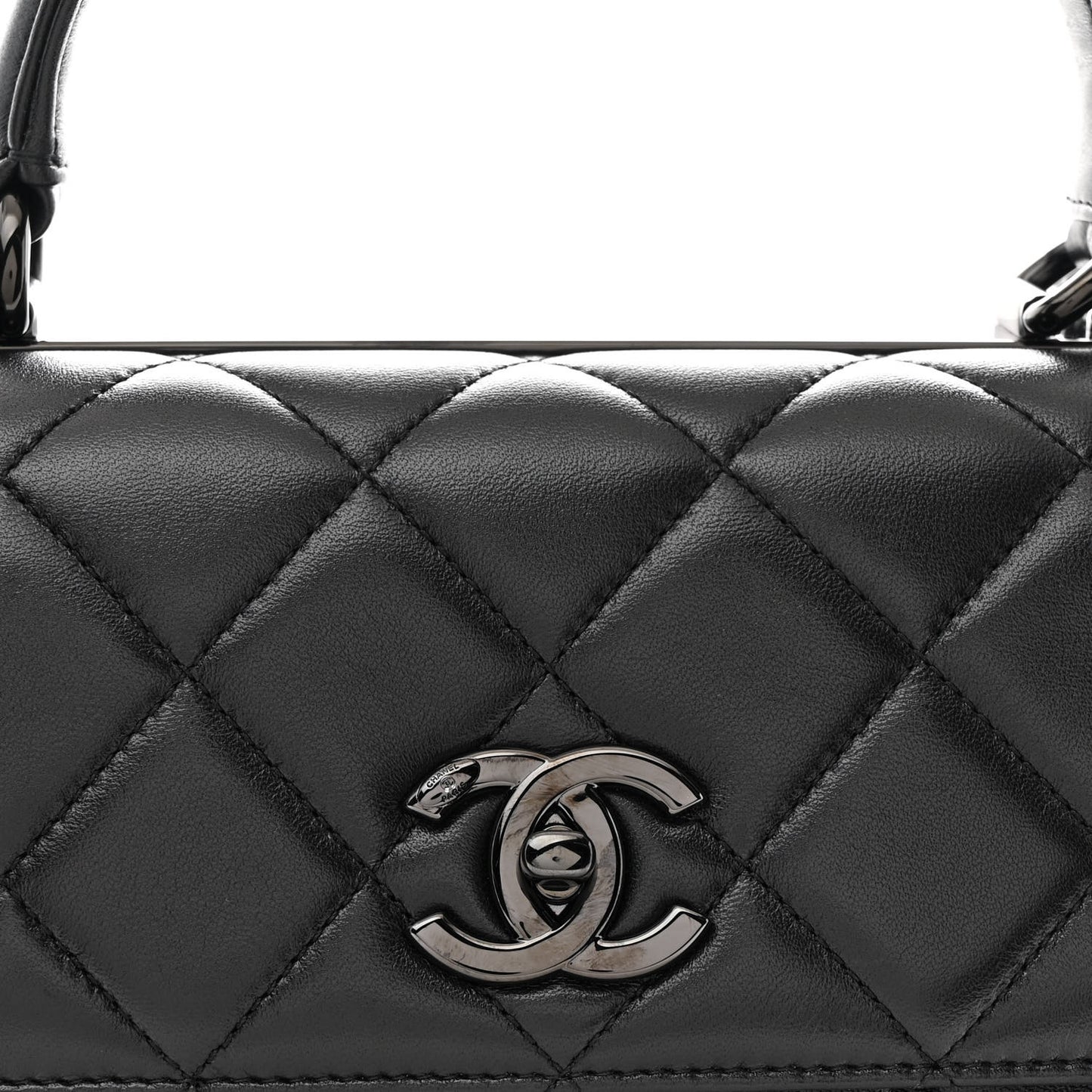 Lambskin Quilted Small Trendy CC Dual Handle Flap Bag So Black
