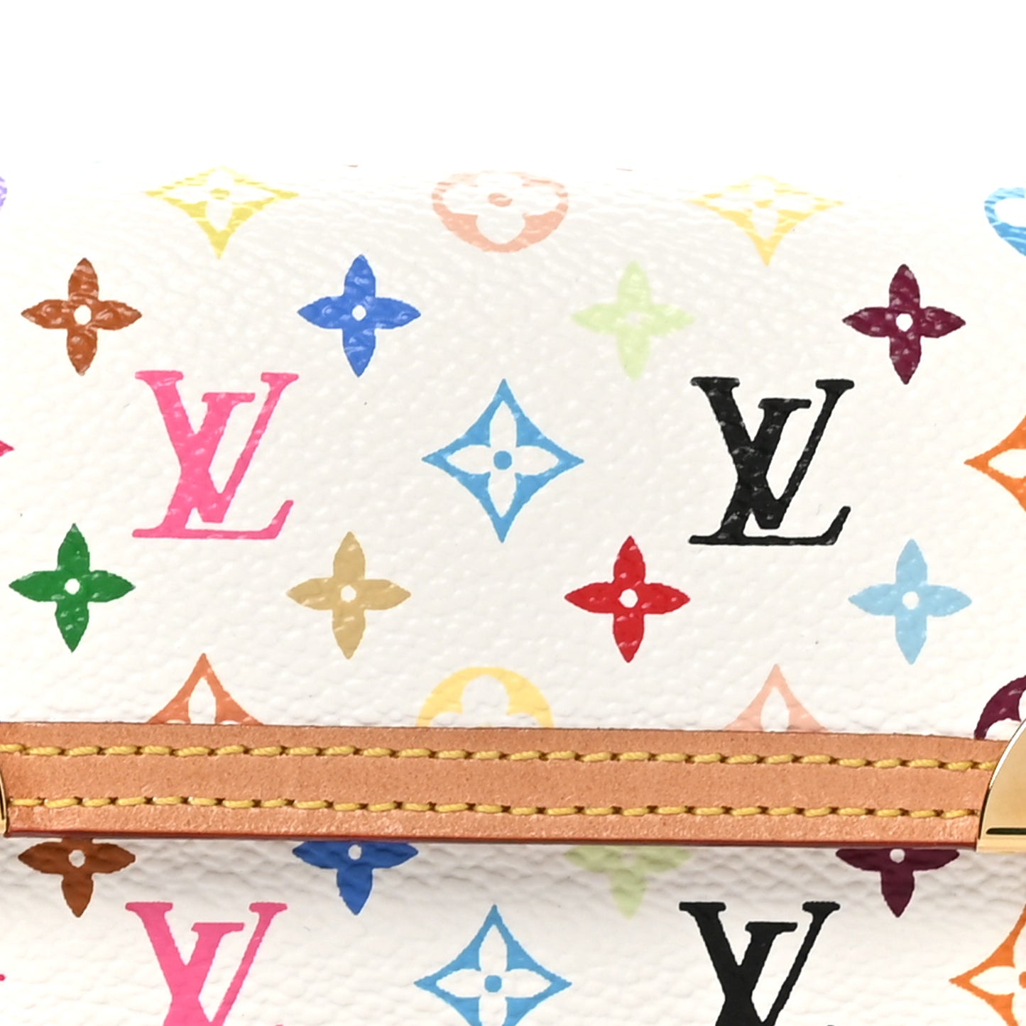 Monogram Multicolor Porte-Monnaie Plat Coin Purse White