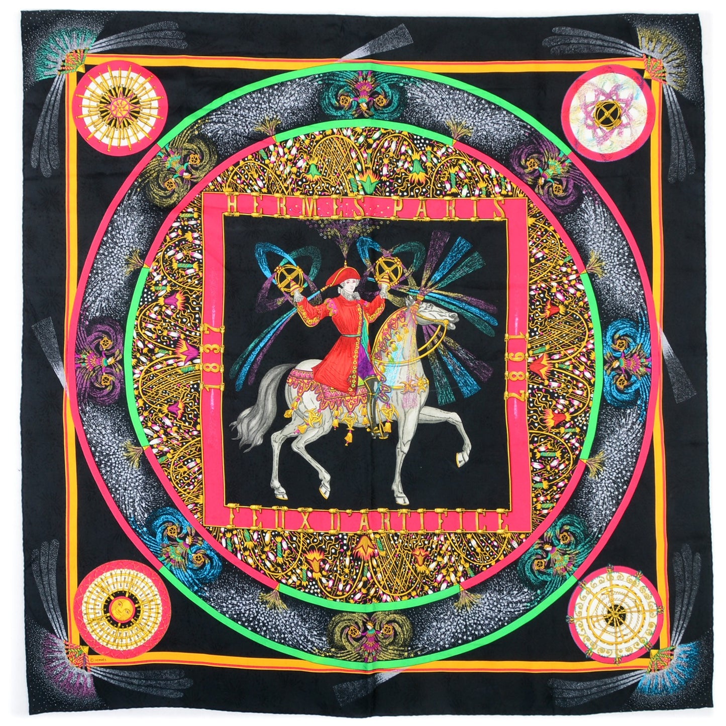 Jacquard Silk Feux d'Artifice Scarf 90