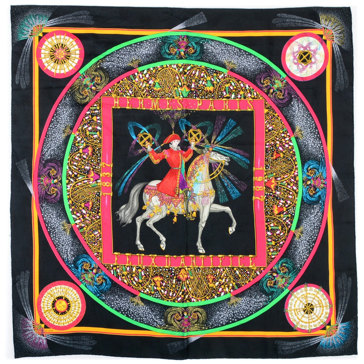 Hermes Jacquard Silk Feux d'Artifice Scarf 90 2 of 5