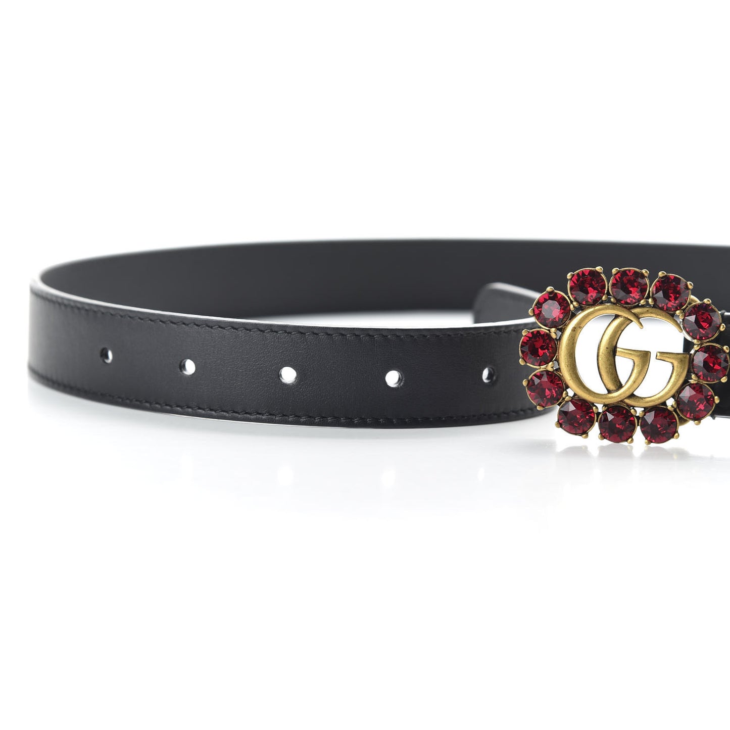 Calfskin Crystal Double G 30mm Belt 80 32 Black