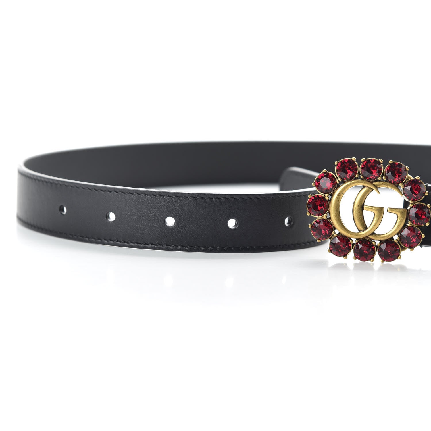 Gucci Calfskin Crystal Double G 30mm Belt 80 32 Black 4 of 4