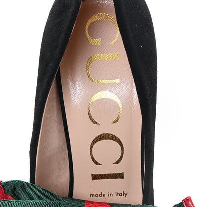 Gucci Kid Scamosciato Removable Web Bow High Heel Pumps 39.5 Black 8 of 9