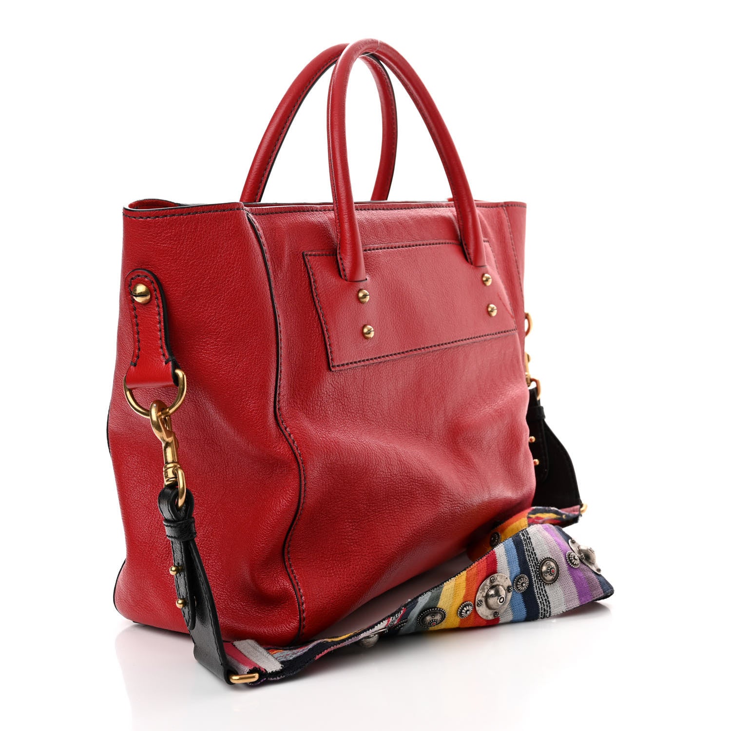 Christian Dior Goatskin DIORANGELES Tote Red 3 of 13