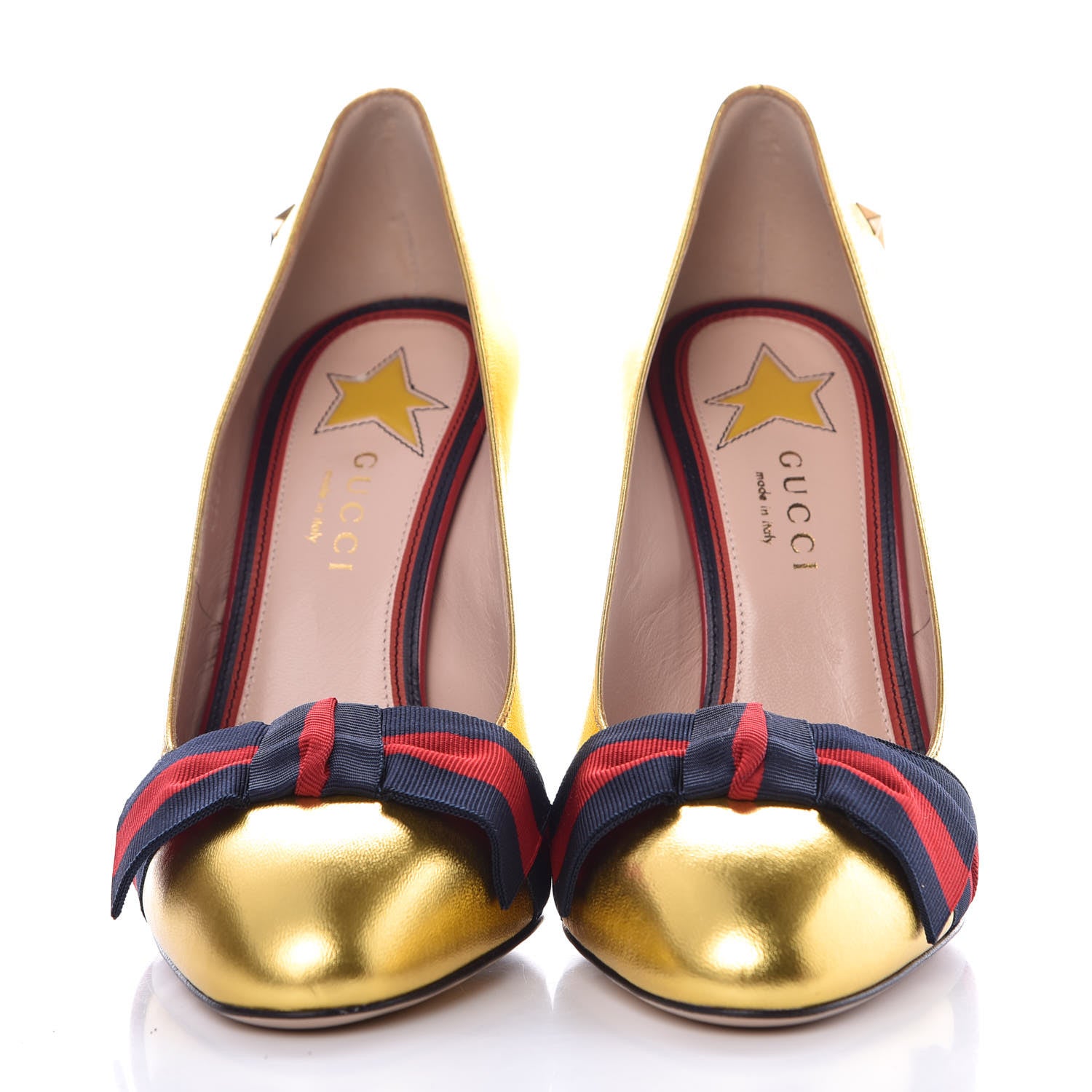 Gucci Malaga Kid Web Bow Pumps 36.5 Oro 2 of 8