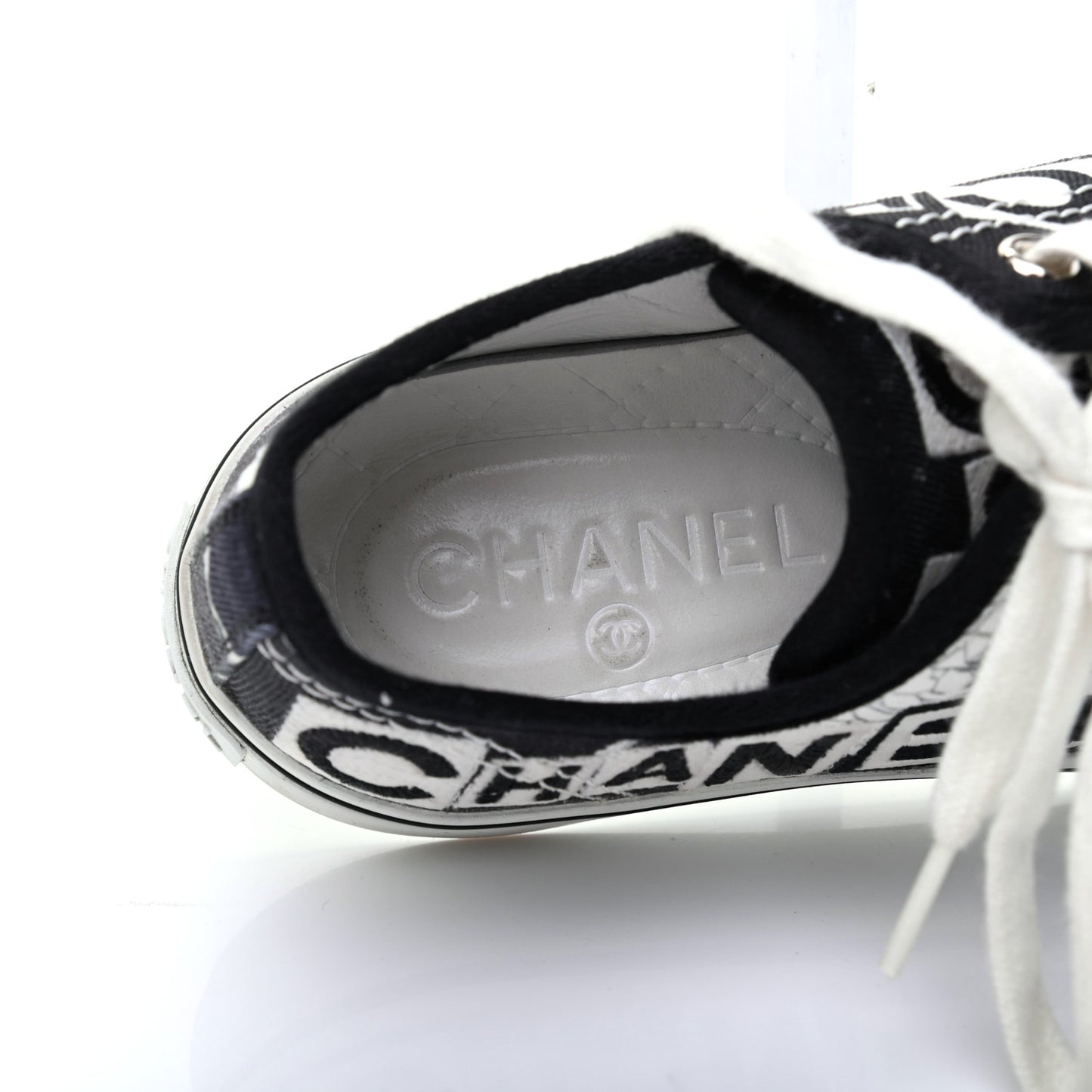 Printed Fabric Low Top Logo Sneakers 36 White Black