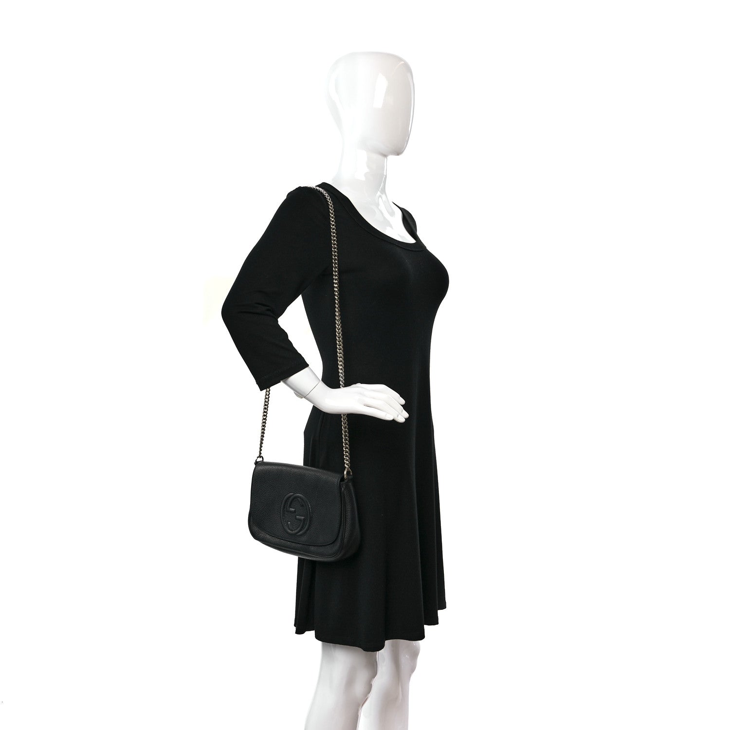 Gucci Pebbled Calfskin Medium Soho Flap Crossbody Black 2 of 9