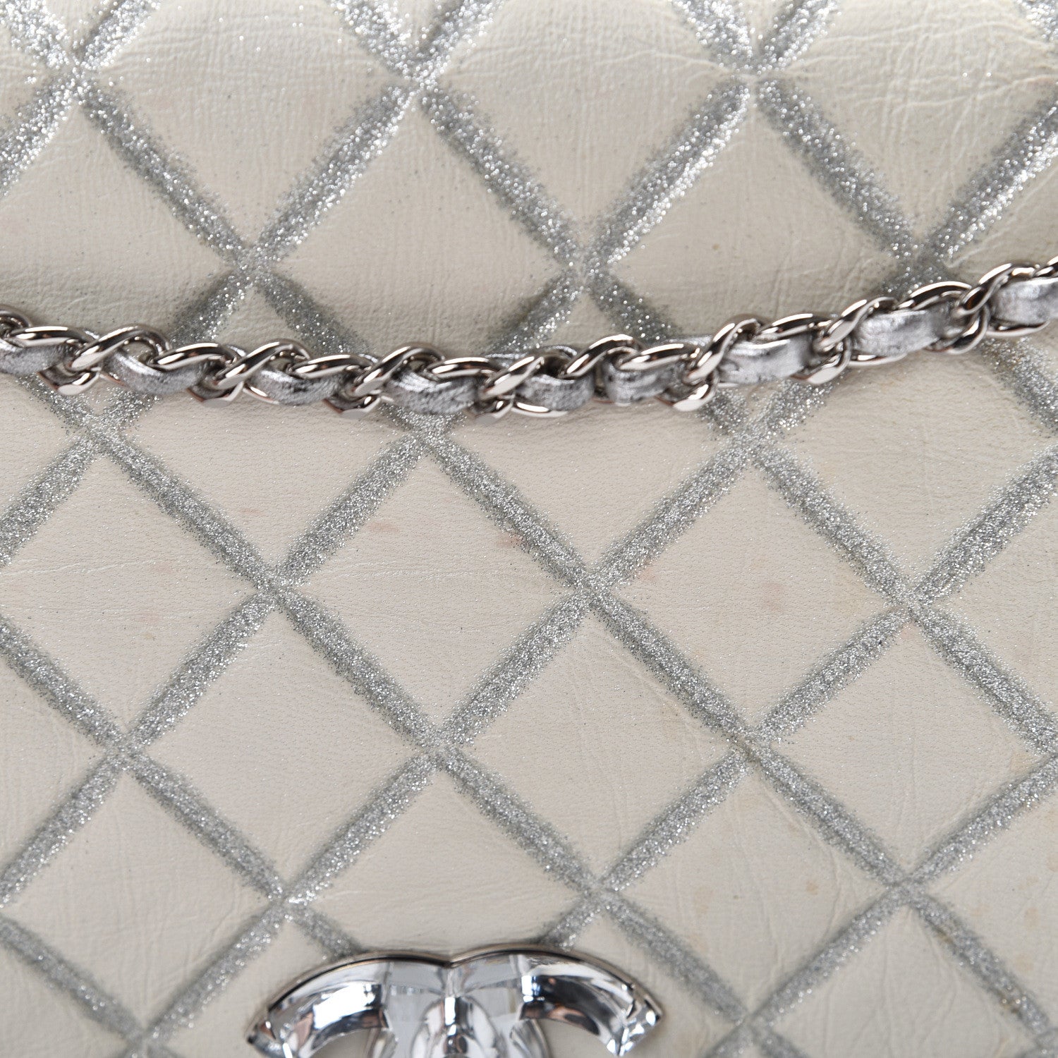 Chanel Lambskin Embossed CC Flap Shoulder Bag White 12 of 13