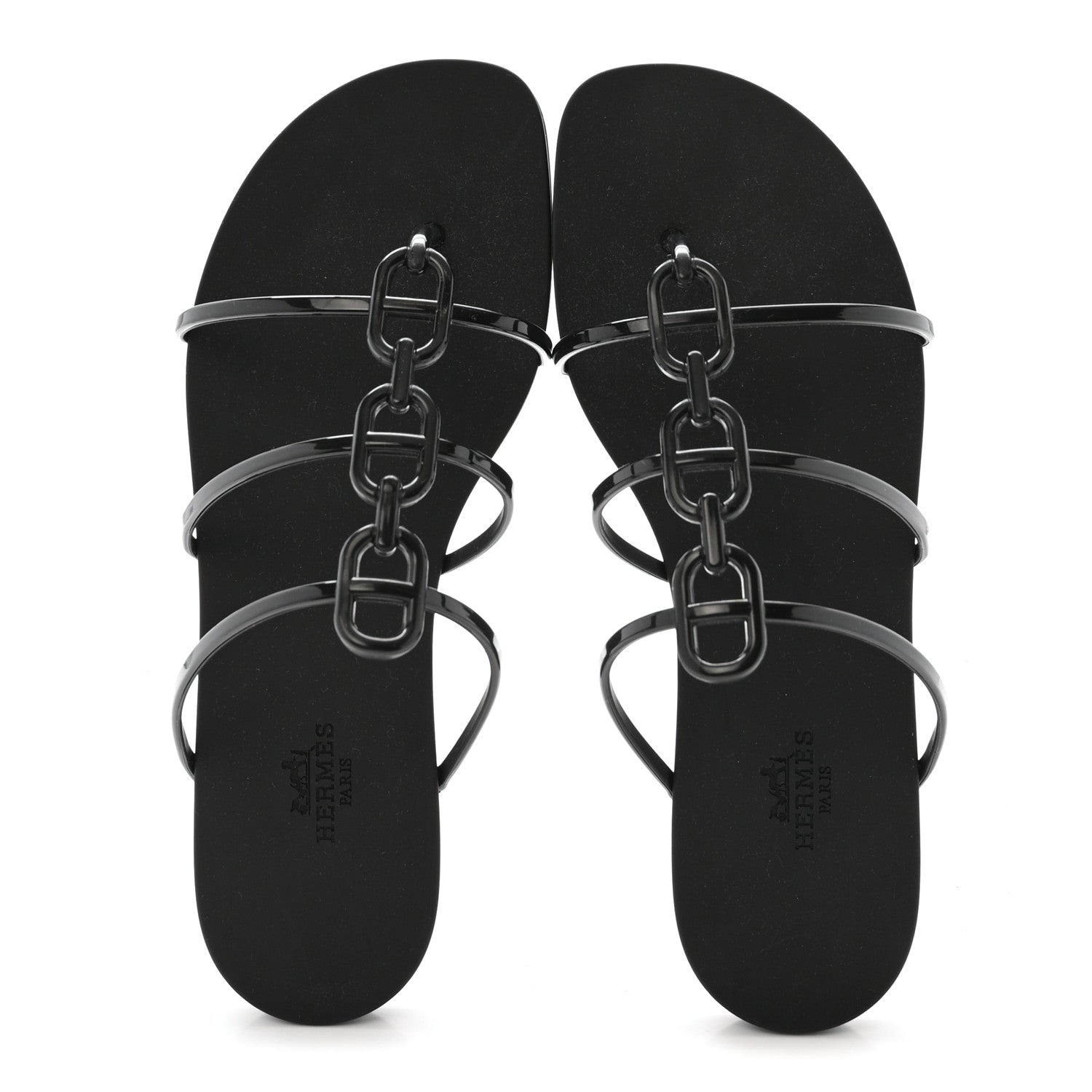 Hermes Rubber Womens Mykonos Sandals 38 Black 1887488 – FASHIONPHILE