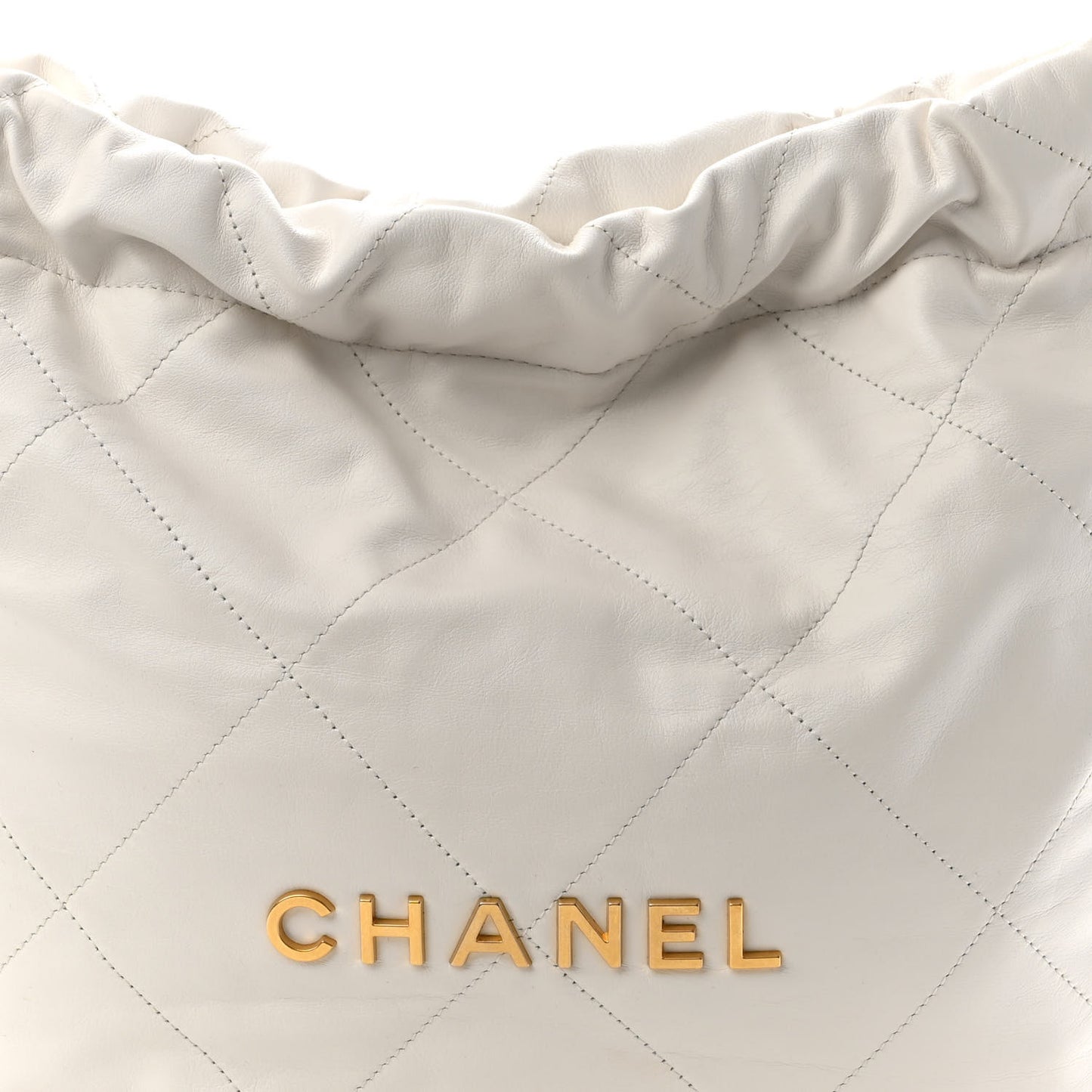 Shiny Calfskin Quilted Small Chanel 22 White