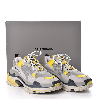 Balenciaga Fabric Mesh Womens Triple S Sneakers 39 Yellow Grey White 8 of 8