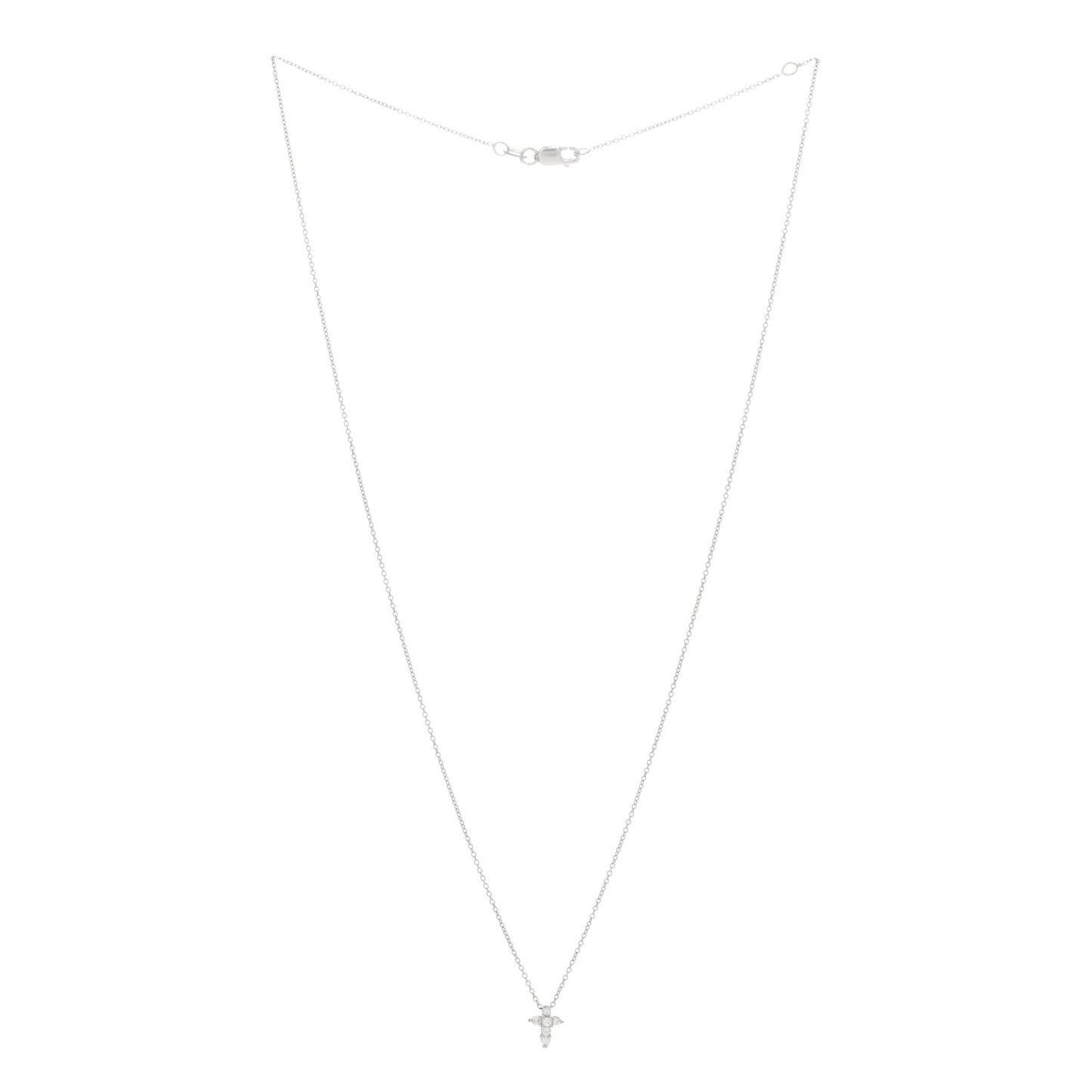 18K White Gold Diamond Tiny Treasures Baby Cross Pendant Necklace