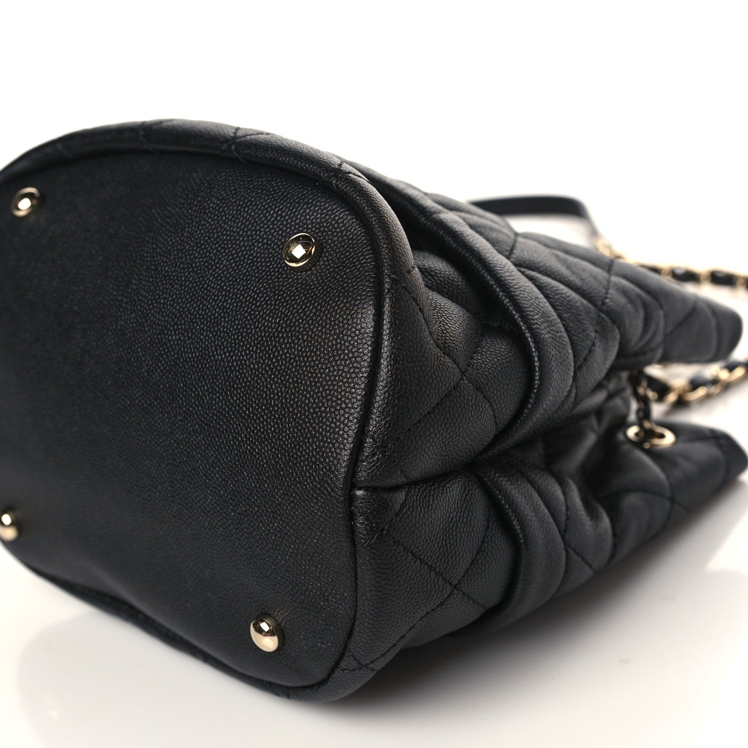 Chanel Caviar Quilted Rolled Up Bucket Drawstring Bag Black 9 of 9