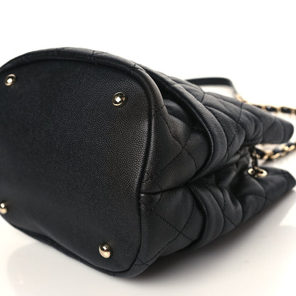 Chanel Caviar Quilted Rolled Up Bucket Drawstring Bag Black 9 of 9