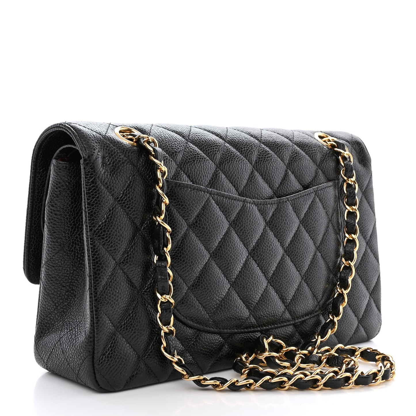 Caviar Quilted Medium Double Flap Black