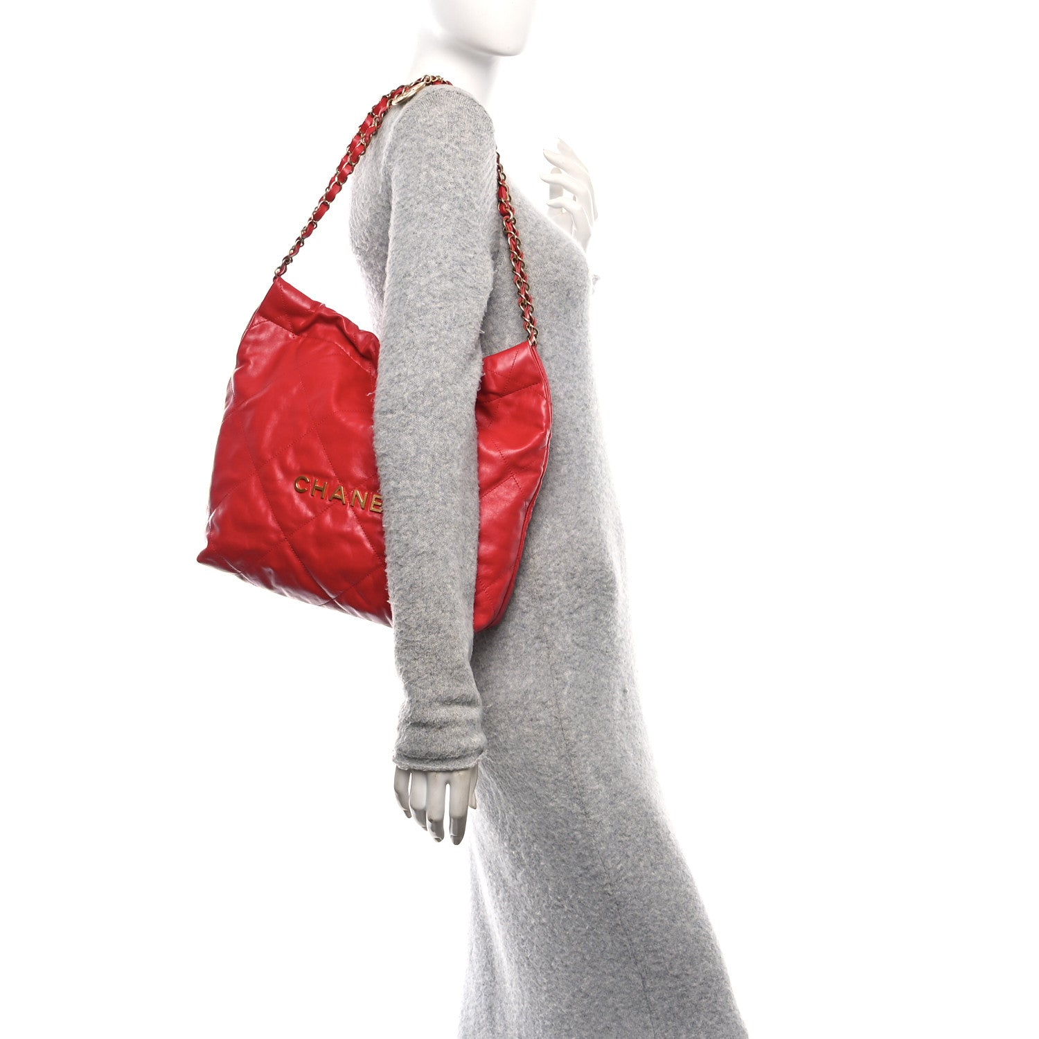 Chanel Shiny Calfskin Quilted Small Chanel 22 Red 2 of 13