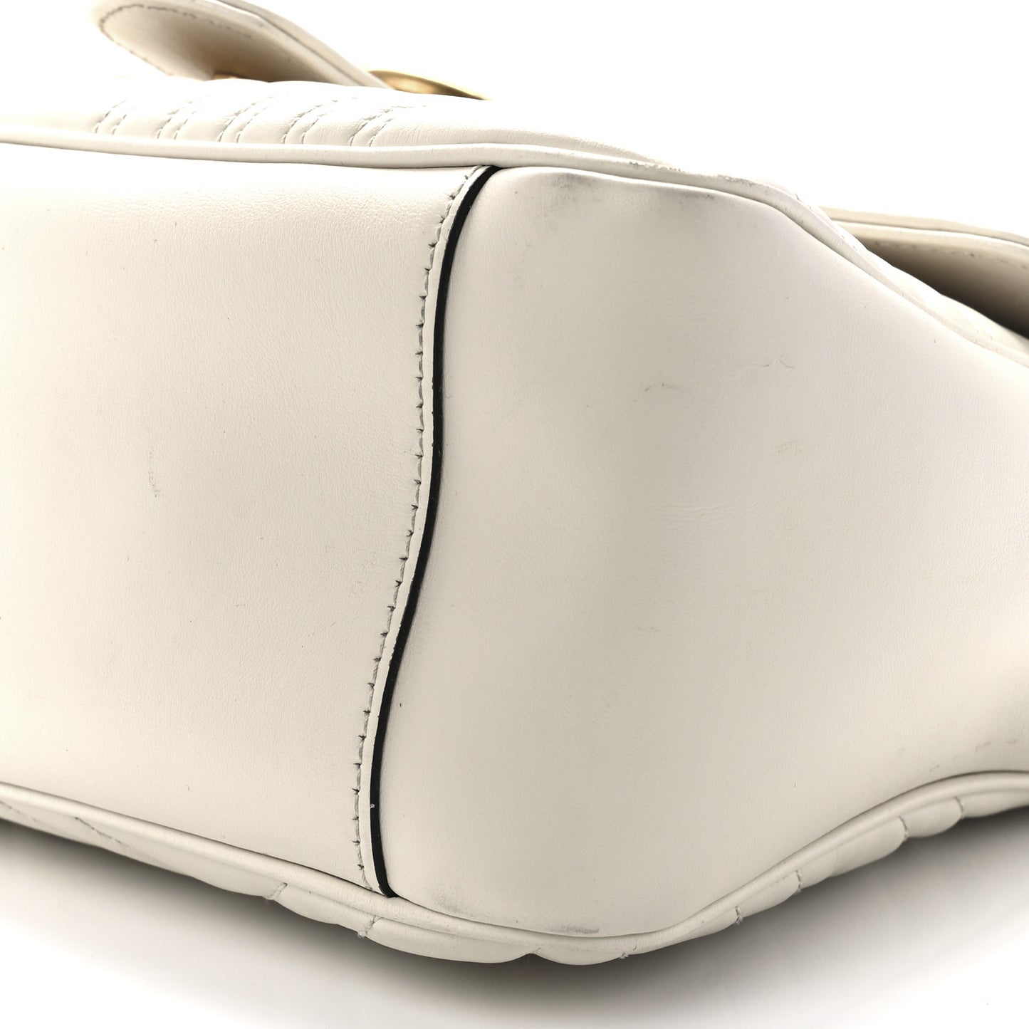 Calfskin Matelasse Small GG Marmont Top Handle Shoulder Bag White