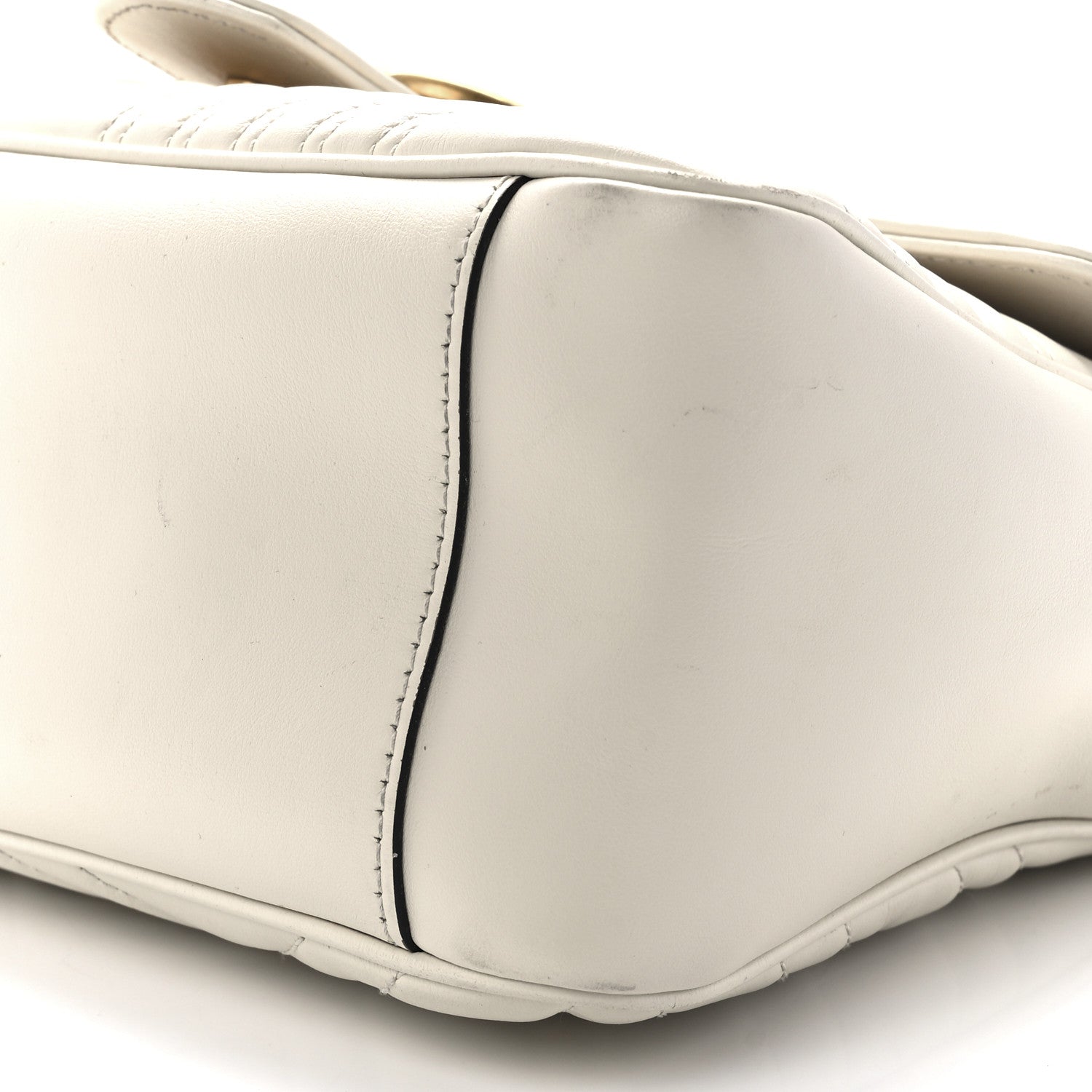 Gucci Calfskin Matelasse Small GG Marmont Top Handle Shoulder Bag White 11 of 13