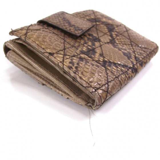 Python Flap Wallet Clutch Brown