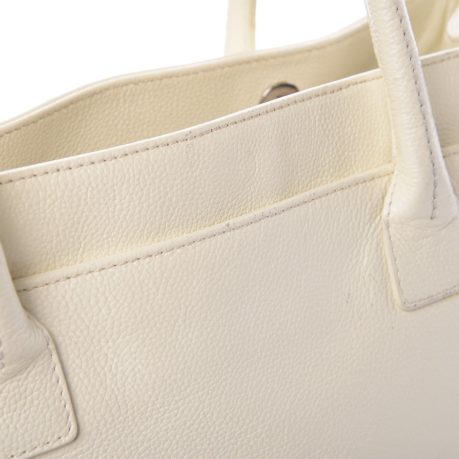Chanel Calfskin Mademoiselle Lock Cerf Shopper Tote White 9 of 23