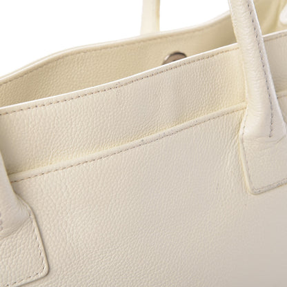 Chanel Calfskin Mademoiselle Lock Cerf Shopper Tote White 9 of 23