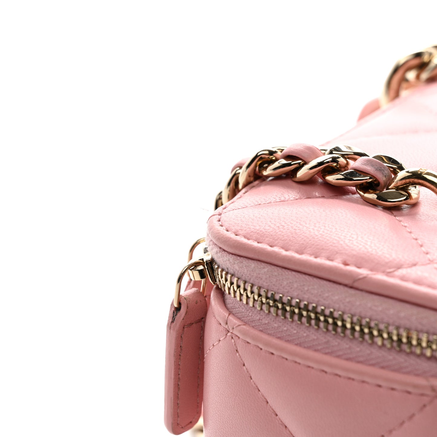 Lambskin Resin Elegant Chain Vanity Case Pink