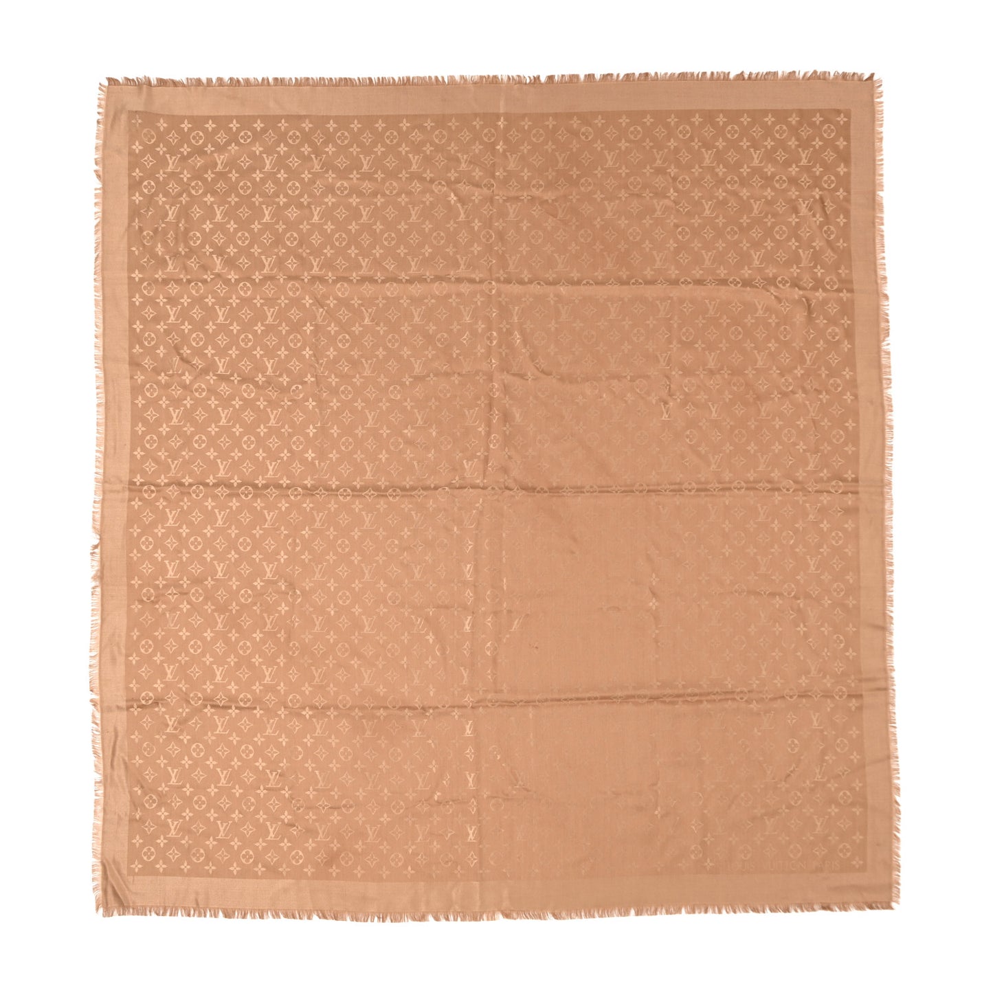 Silk Wool Monogram Shine Shawl Caramel