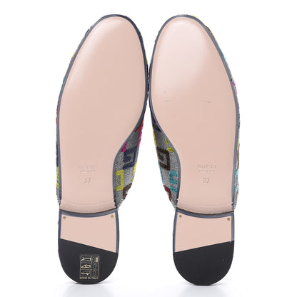 Gucci Velvet Lurex Square G Womens Princetown Slippers 37 Silver Multicolor 5 of 10