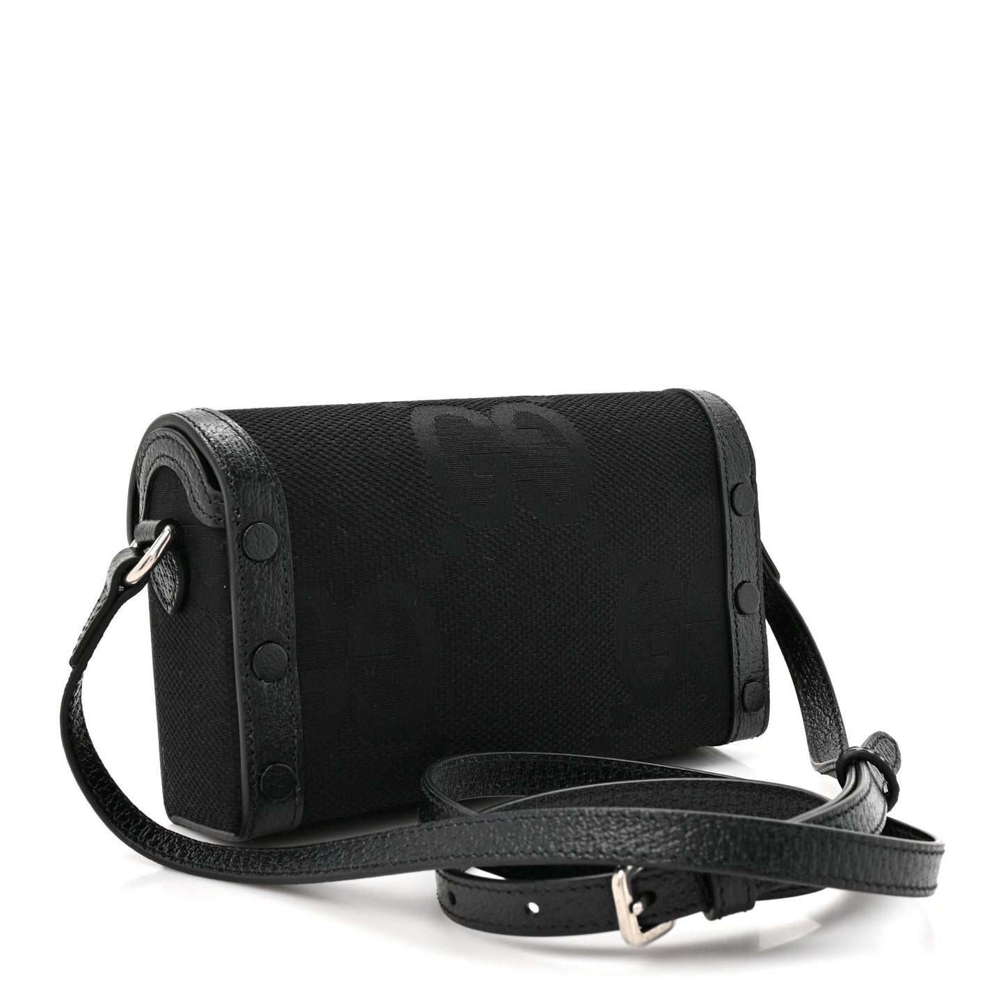 Monogram Jumbo GG Textured Dollar Calfskin Mini Horsebit 1955 Shoulder Bag Black
