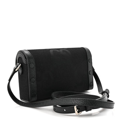 Gucci Monogram Jumbo GG Textured Dollar Calfskin Mini Horsebit 1955 Shoulder Bag Black 3 of 11