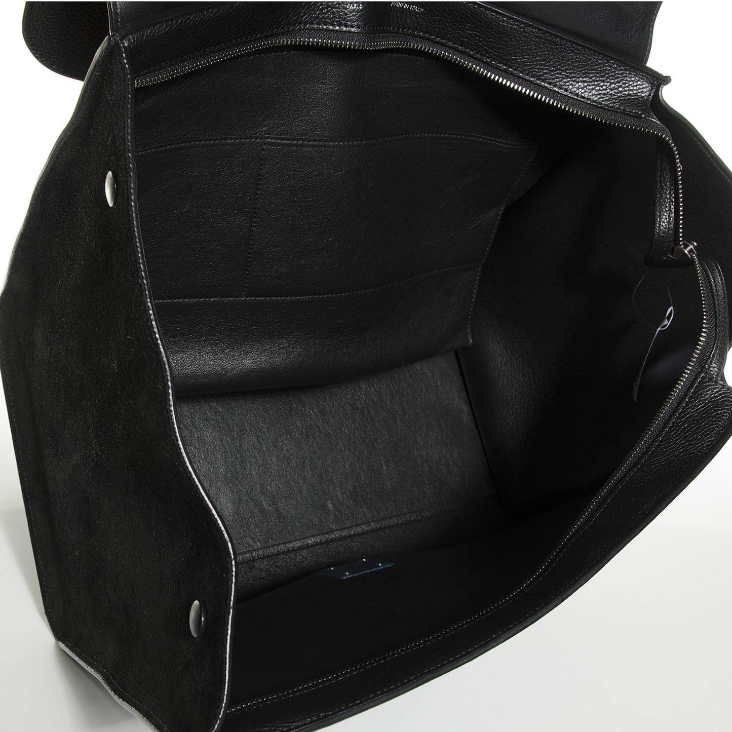 Drummed Calfskin Suede Large Trapeze Black