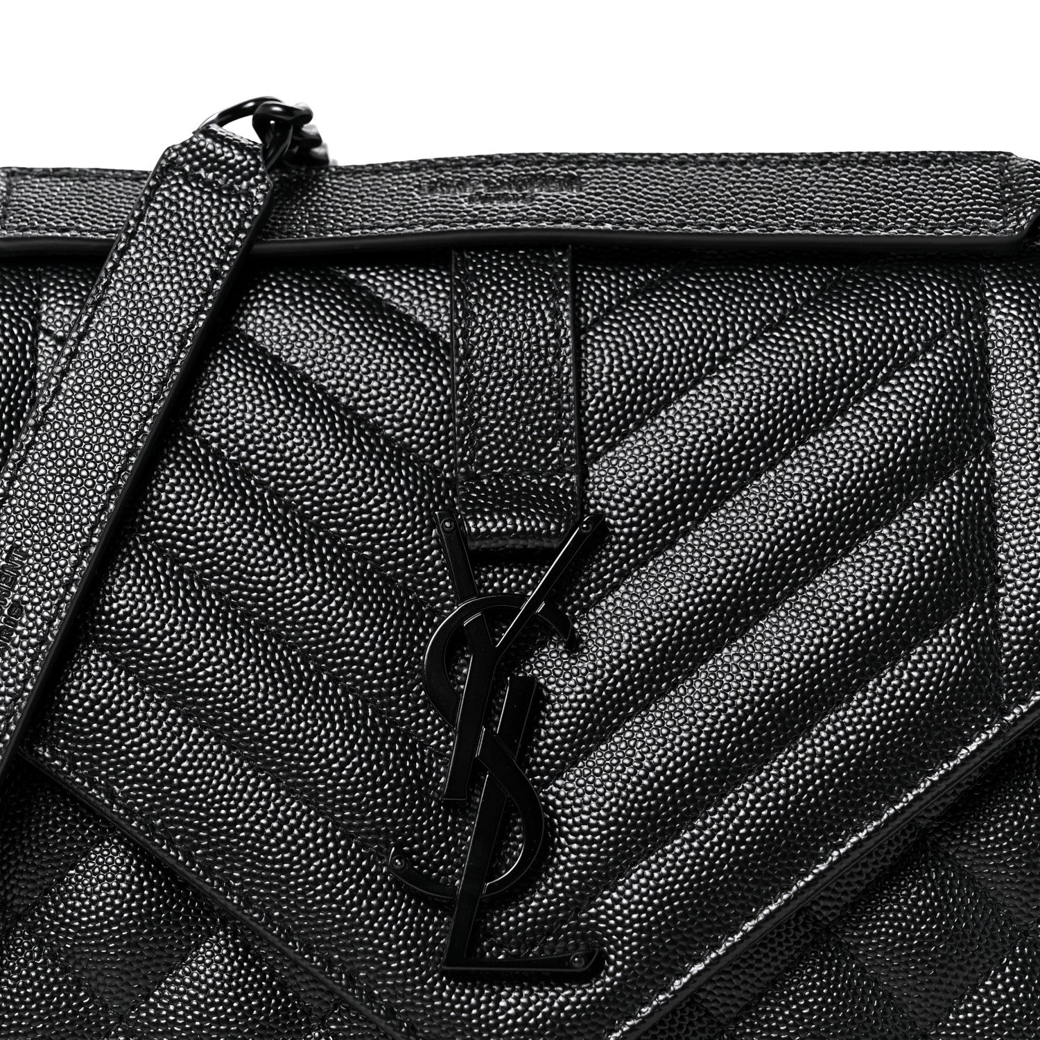 Saint Laurent Grain De Poudre Textured Mixed Matelasse Triquilt Medium Monogram Monochrome Satchel Black 8 of 11