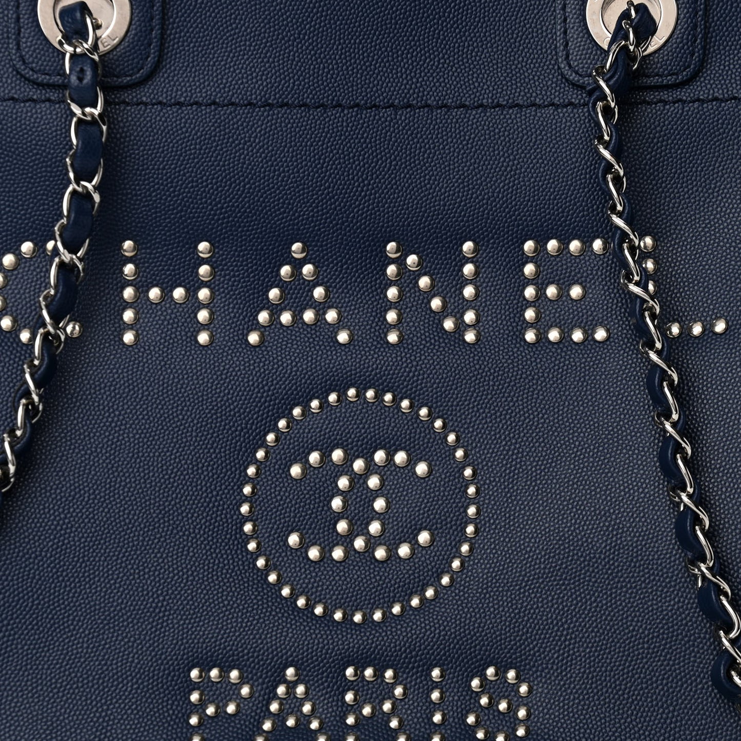 Caviar Small Studded Deauville Tote Navy