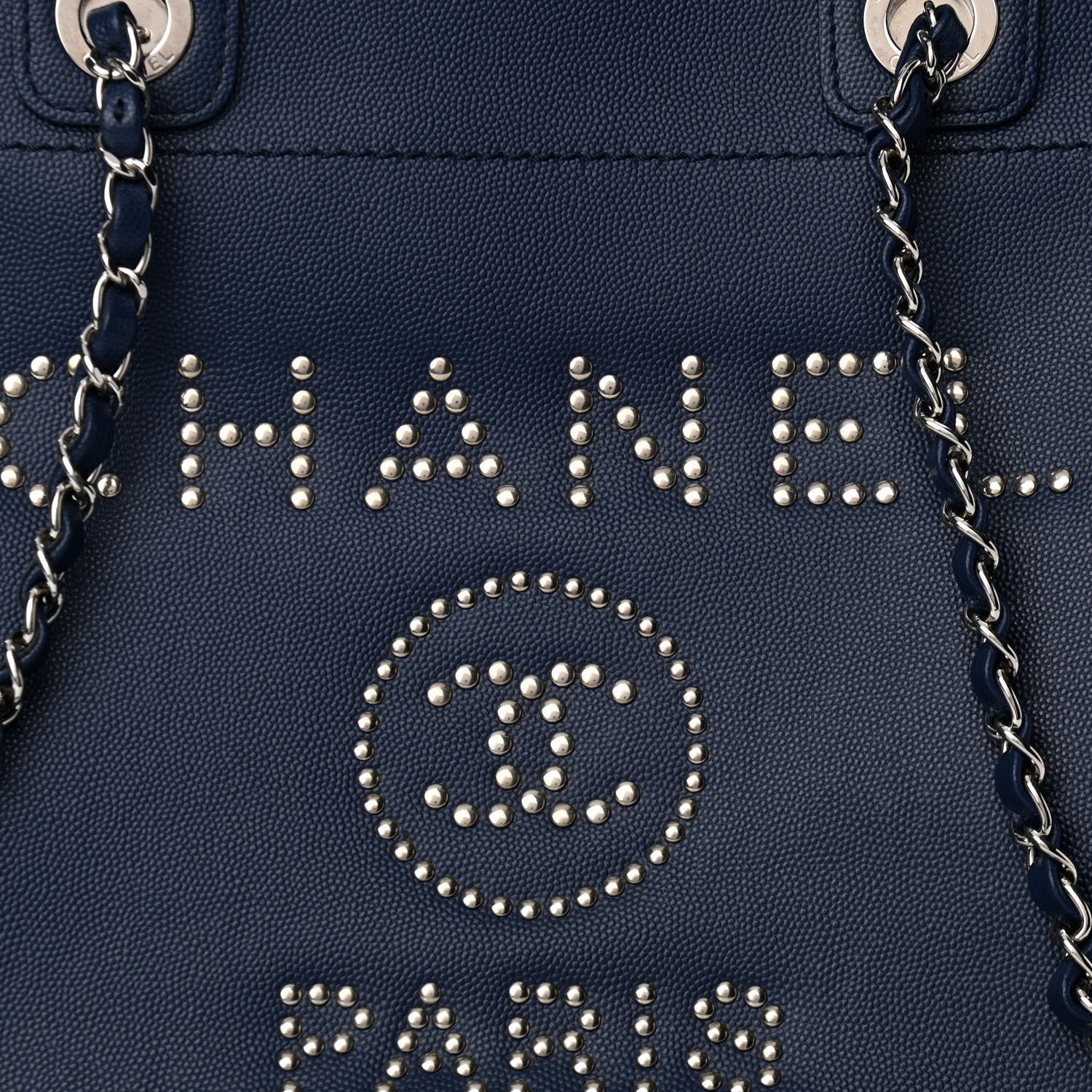Chanel Caviar Small Studded Deauville Tote Navy 6 of 8