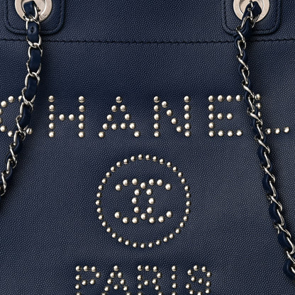 Chanel Caviar Small Studded Deauville Tote Navy 6 of 8