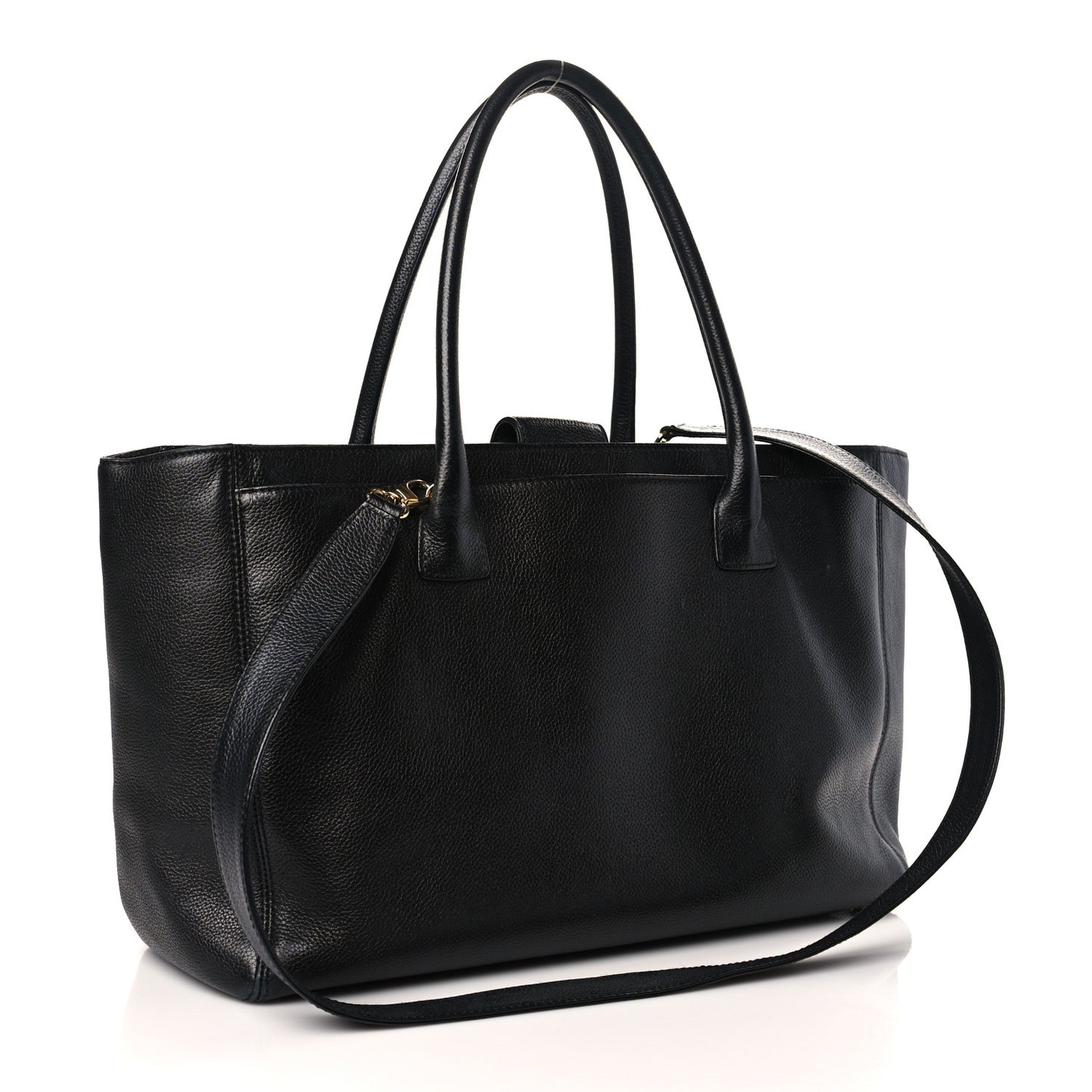 Calfskin Cerf Executive Shopper Tote Black