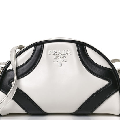 Prada Soft Calfskin Bowling Crossbody Bag White Black 8 of 11