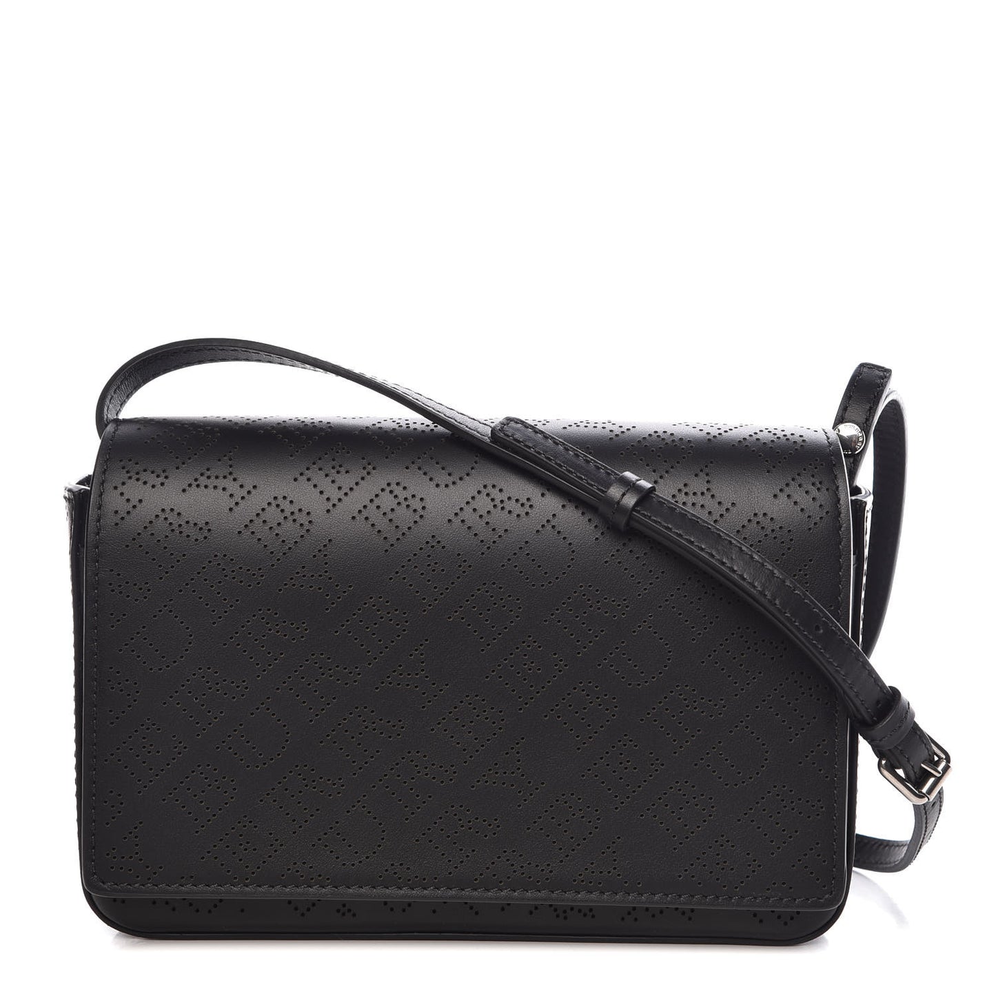 Calfskin Perforated Logo Hampshire Crossbody Black