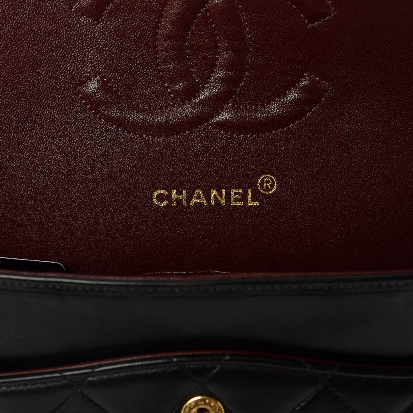 Lambskin Quilted Medium Double Flap Black