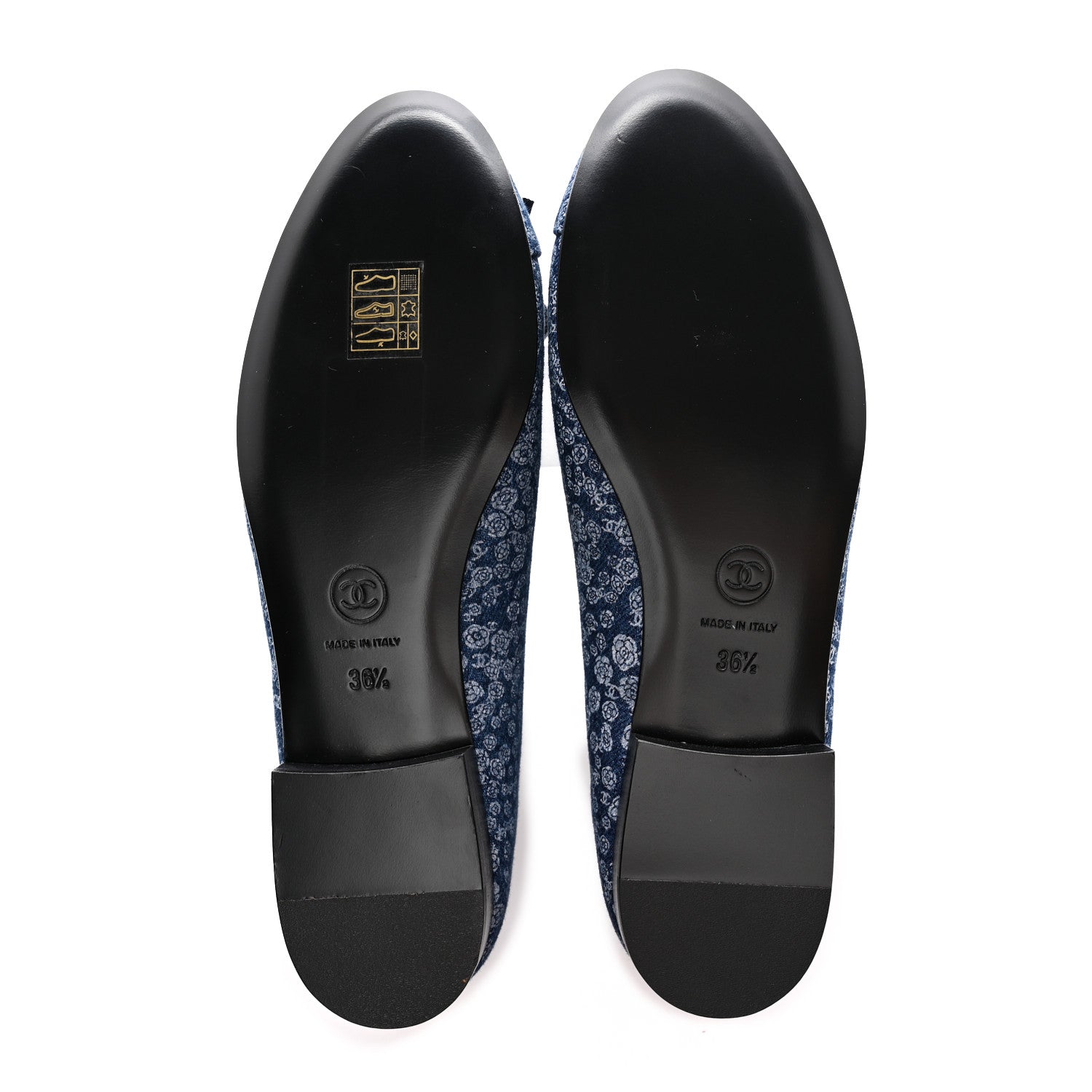 Chanel Denim Camellia Print Ballerina Flats 36.5 Dark Blue 5 of 10