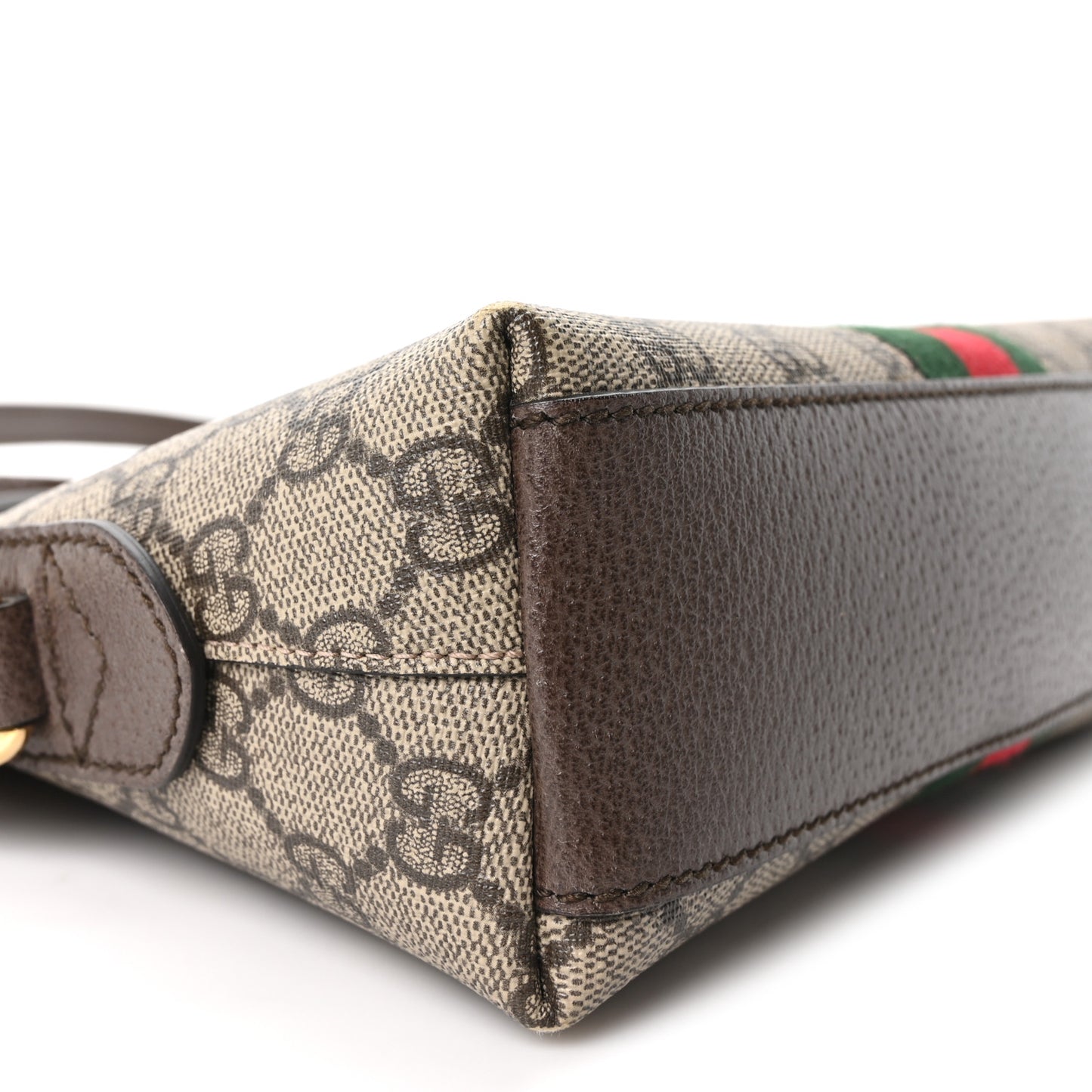 GG Supreme Monogram Textured Dollar Calfskin Web Small Ophidia Dome Shoulder Bag Beige Ebony New Acero