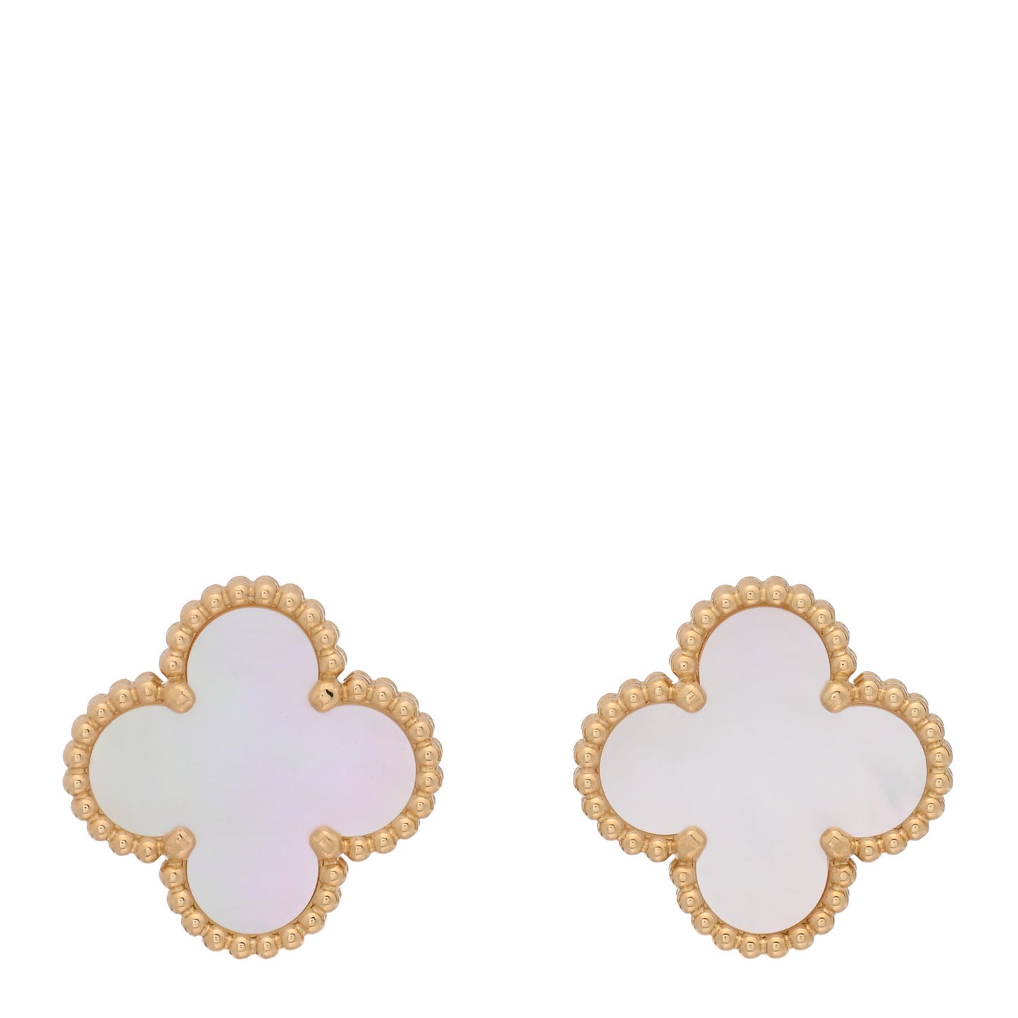 18K Yellow Gold Mother of Pearl Vintage Alhambra Earrings